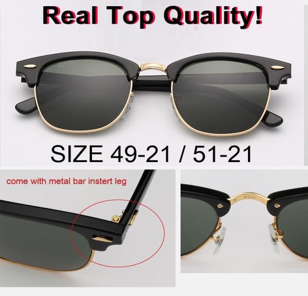 

new retro brand designer club sunglasses uv400 51mm 49mm glass lens sun glasses for man women with original boxes packages everyt3398211, White;black