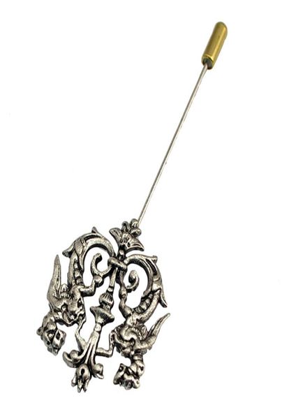 

whole 3 colors dragon shield brooches suit shirt corsage lapel stick pin chain brooch jewelry gift for men7111203, Gray