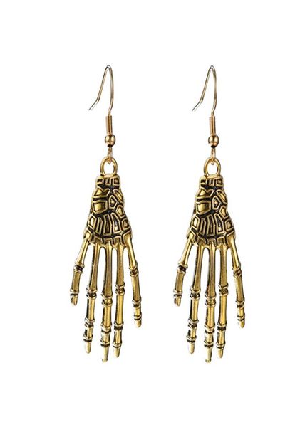 

vintage halloween skull hand earring for women and children skull bones dangle earrings7641097, Silver