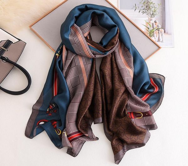

soft natural silk scarf women pashmina shawls and wraps female elegant beach sunscreen stole designer silk foulard echarpe new3419556, Blue;gray