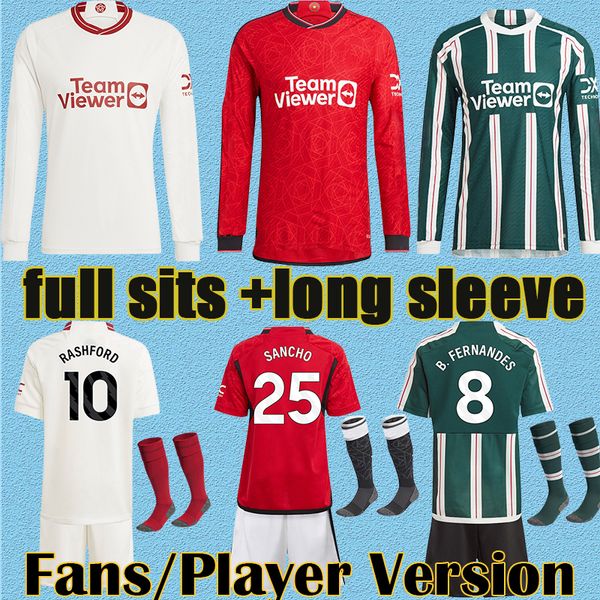 

2023 2024 man u rashford soccer jersey man utd eriksen sancho fred shirt b.fernandes malaysia martinez greenwood manchester shaw kids kit fo, Black;yellow