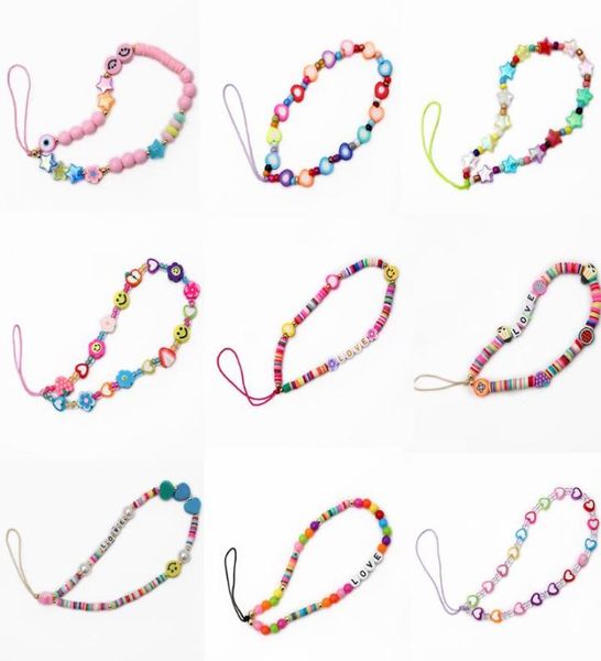 

keychains 2021 phone y2k chain beaded strap wrist mobile chains lanyard love letter soft pottery heart star fruit charm jewelry7917180, Silver
