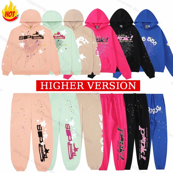 

men's hoodies sweatshirts pink mens sp5der 555 spider hoodie designer men puff print hoody young thug pullover nevermind the heres slim, Black