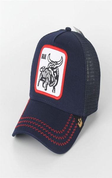 

summer fashion mesh hats embroidery bull animals baseball caps outdoor sun hat mens golf ball cap women fashion visor couples hats7992282, Blue;gray