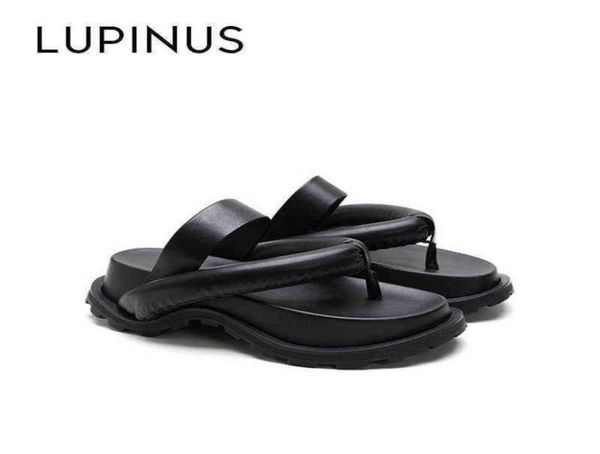

sandals lupinus summer 2022 new platform women sandals fashion thick bottom chunky heel flat thong toe beach shoe 2206239165848, Black