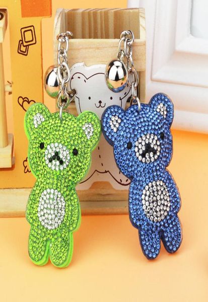 

luxury bling full rhinestones cute bear keychain car key chain ring pendant for bag charm gifts6288152, Silver
