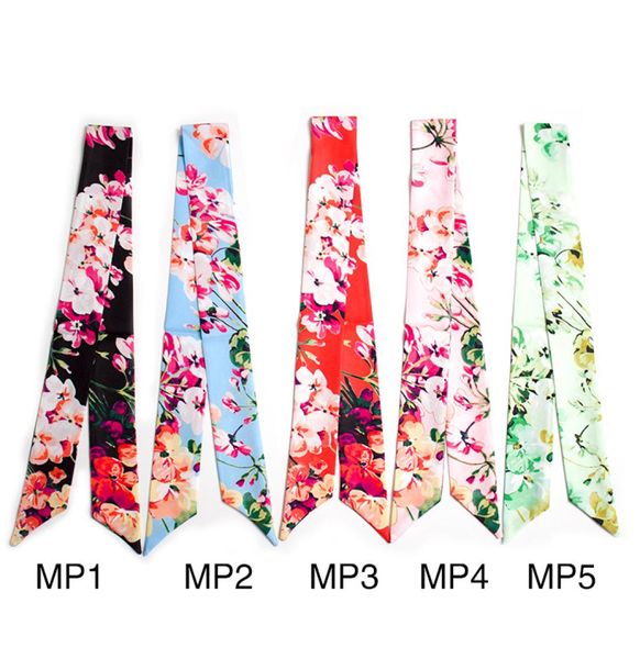 

5 colors digital printing silk scarf bag handle scarves small ribbon decorative scarf bag with ladies scarf scarves wraps wholes7979196, Blue;gray