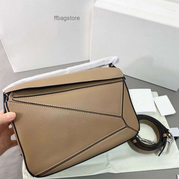 

lowe real winter geometry leather girl splicing bags genuine cool 2023 bag cowhide puzzles pillow designer single shoulder span handbags fpk