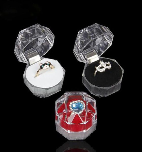 

jewelry package boxes ring holder earring display box acrylic transparent wedding packaging storage box cases9584725, Black;white