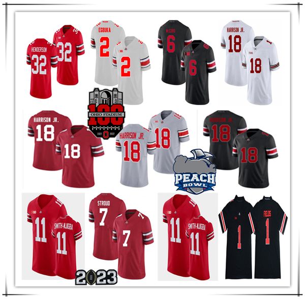 

osu ohio state buckeyes college football jersey marvin harrison jr treveyon henderson j.t. tuimoloau cj stroud smith-njigba wilson olave fie, Black