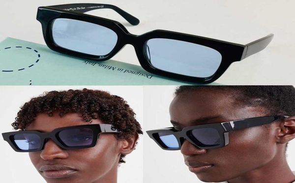 

blue arrow model sunglasses ow40001 black square thick plate frame blue lenses luxury glasses size 5719145 with original box3043600, White;black