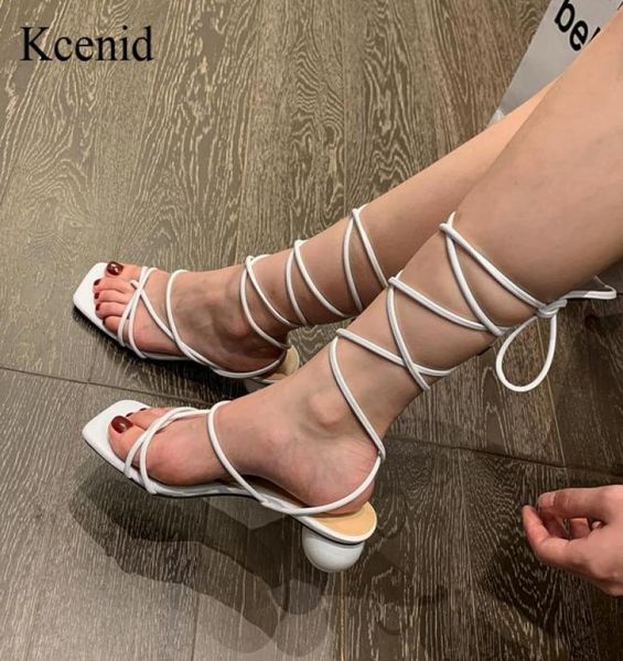 

sandals kcenid strange heel summer women vintage square toe ball thong white black crossstrap ladies shoes size 411682844