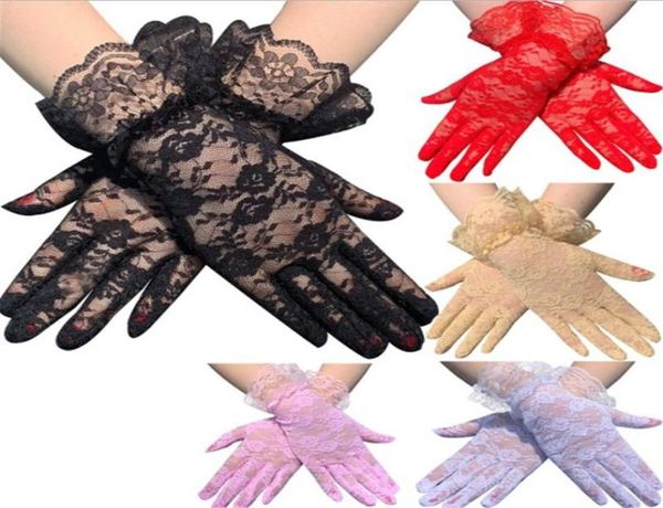 

2020 new fashion women lady lace party dressy gloves summer full finger sunscreen gloves for girls mittens multicolor9936094, Blue;gray