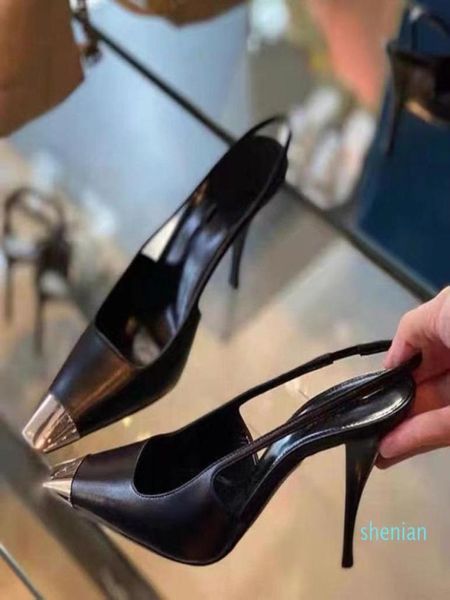 

high heel shoes women pumps wedding runway pointed toe low nude fashion woman sandals lady brand design slingback sexy3068571, Black
