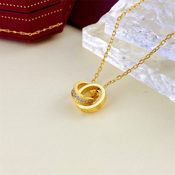 

calssic necklace designer jewelry for women gold silver rosegold colors fashion double circle necklace for womens suitable for daily outfit