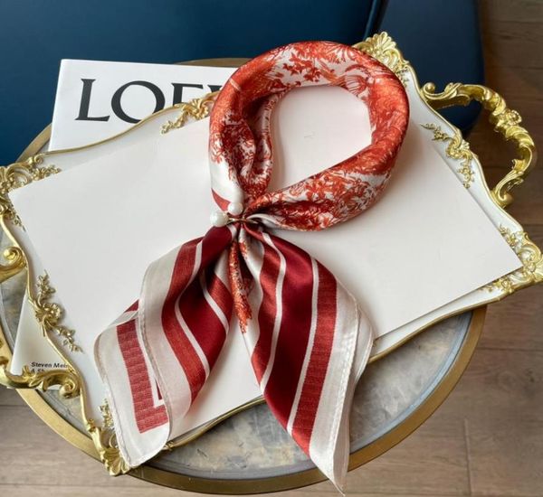 

scarves women ladies stripes scarf silk headband trendy spring summer autumn luster thin square daily casual satin small7248622, Blue;gray