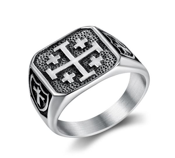 

creative stainls men's titanium steel jerusalem ring05830696, Golden;silver