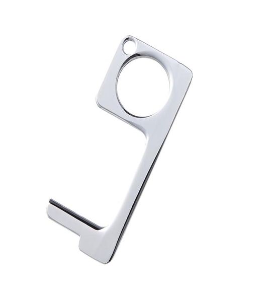 

noncontact keychain for opening the door to keep hands clean and reusable keychain door opener hook6012716, Silver