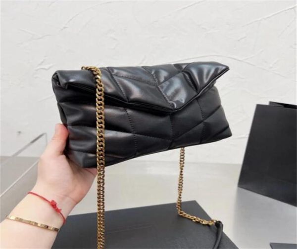 

autumn and winter soft cloud bag designer loulou goldsilver metal chain flap envelope bag luxury brand sheepskin handbag women05420527, Red;black