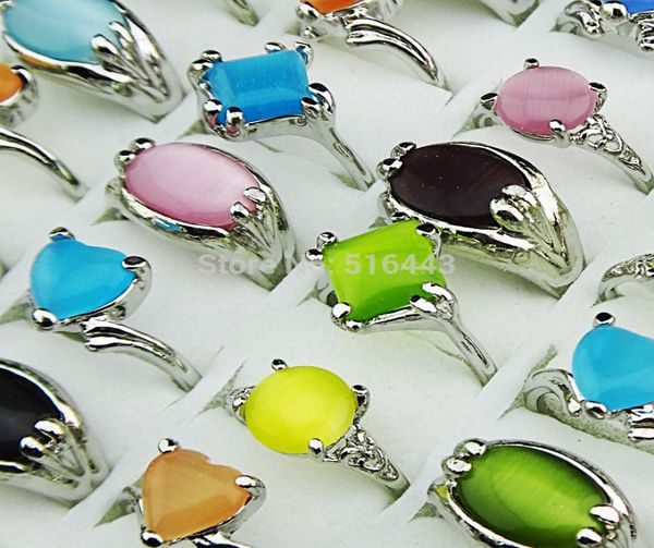 

selling 20pcs 100 natural cat eye stones fashion silver p women rings whole jewelry lots a0778153137, Golden;silver