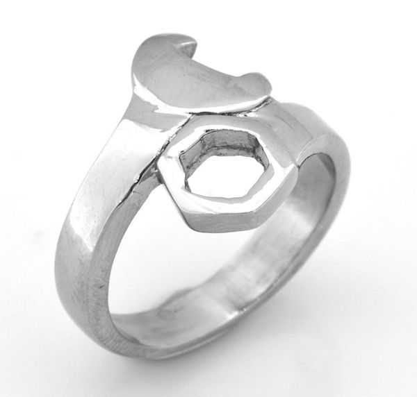 

fanssteel stainless steel punk vintage mens or womens jewelry motorcycle reparing tools spanner wrench ring biker ring fsr09w161933980, Silver