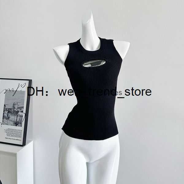 

cropped knit designer diesel t-shirt hollow out tee womens knits women sleeveless yoga summer tees vests m8jf lcnn, White