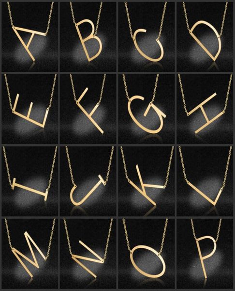 

kimter large alphabet necklace fashion personalized gold big letter chain stainless steel az pendant necklaces jewelry for women 8051290, Silver