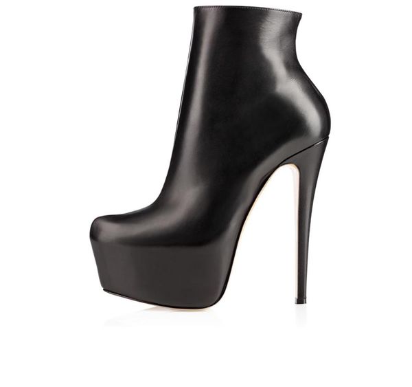 

zandina womens ladies handmade fashion zipper platform round toe 15cm sky heel party ankle boots shoes black z706124354195
