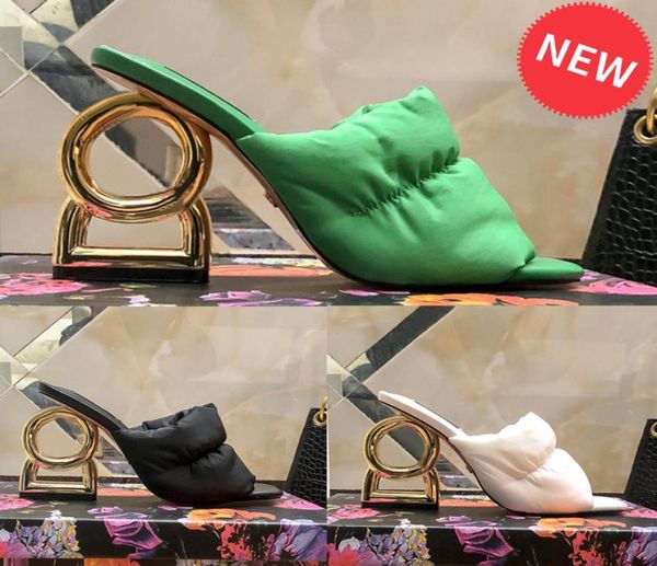 

2022 designer dress shoes italy squar toe downpadded keira mules women slipper 105cm high heels luxury sandal white black green 1963932