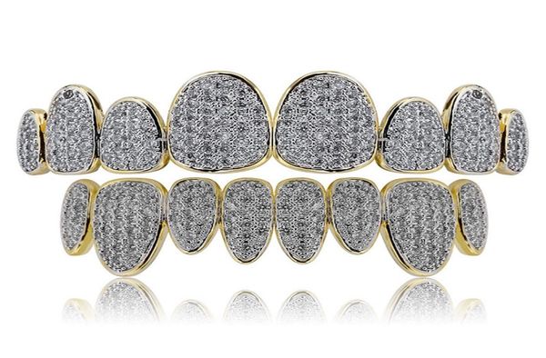 

punk grillz set gold silver irregular 8tooth canines with zircon teeth grillz5845751, Black