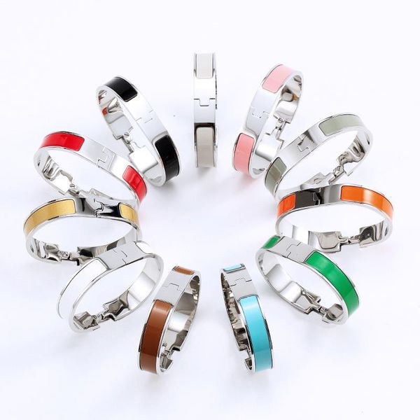 

designer letter bracelet luxury enamel bangle 18k gold titanium steel bracelet men and women fashion bracelets party wedding christmas jewel, Black
