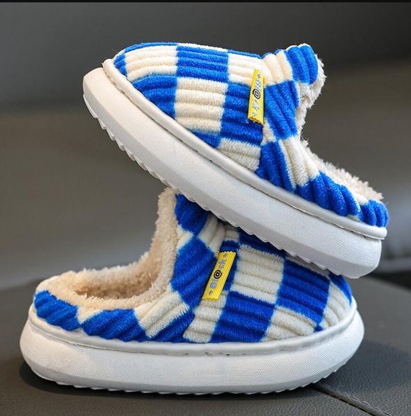 

wholesale price new children indoor slippers winter warm shoes kids home floor plush slippers solid color style anti-slip boys girls cotton, Black;grey