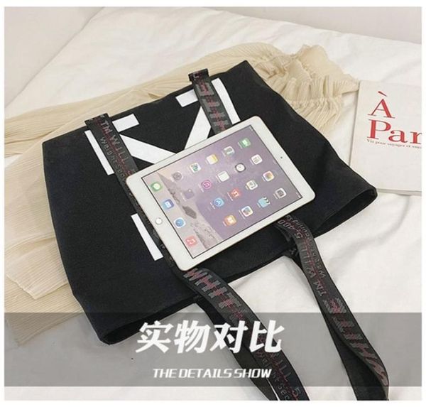 

2022 bags for women simple off fashion shoulder bag reusable black white shopping bags casual large tote female handbag7232579
