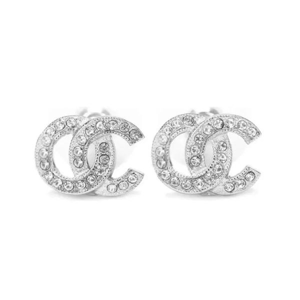 

luxury designer earring letters stud clip earrings 18k gold plated geometric famous women girls crystal rhinestone pearl earring wedding par, Golden;silver