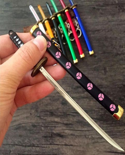 

7 styles roronoa zoro sword knife keychain for women men buckle toolholder scabbard katana sabre car keyrings gift key chains1710327, Silver