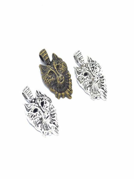 

bulk 120 pcslot wolf charms good detailed wolf head charms pendant antique silver antique bronze colors 3318mm4524740, Bronze;silver