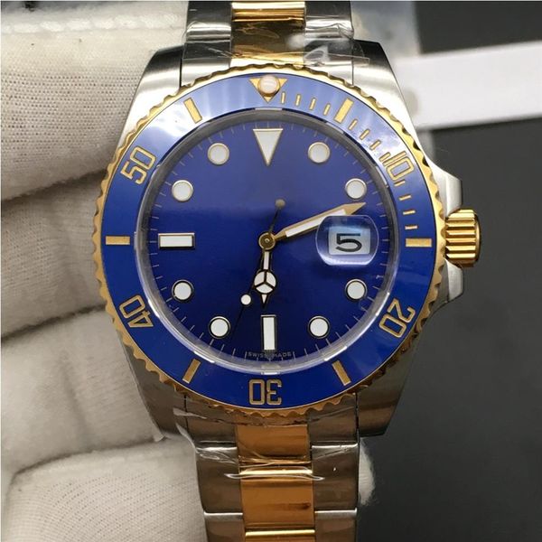 

3 colors watches men sapphire blue black ceramic bezel gold stainless steel 40mm 116613lb 116618ln 116613 automatic mechanical wri2804, Slivery;brown