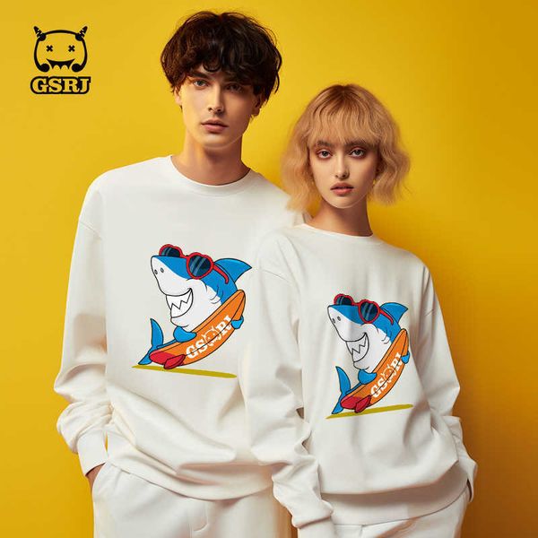 

monster 2023 autumn new men's hoodies printed women long sleeve fashion brand round neck sweater clothe asian size, Black