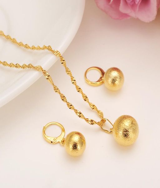 

african romantic cute round ball pendant necklace chain earrings sets jewelry gold bead necklaces sets forwomen girl gifts7056872, Black