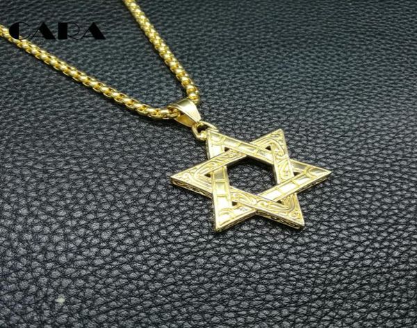 

hip hop necklace men039s sixpointed jewish star of david pendant necklace stainless steel gold 3mm 270390391387301, Silver
