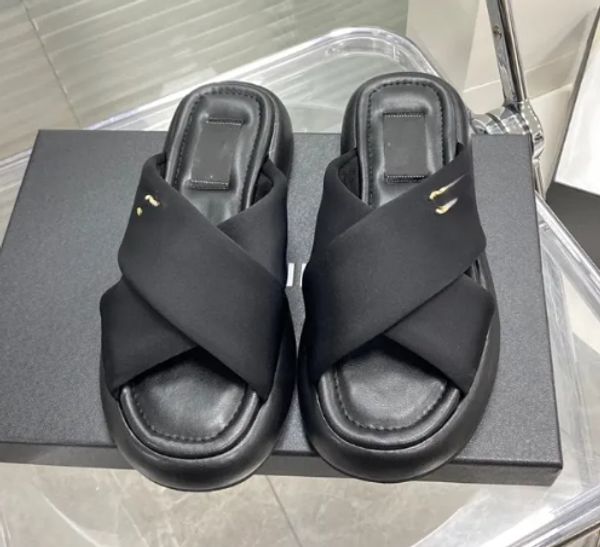 

women's designer slippers cross slippers summer platform soles casual sandals, Black