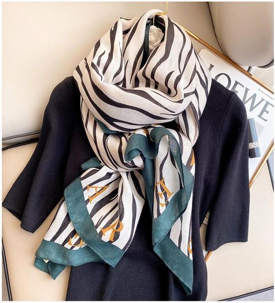 

2021 spring summer korea fashion new women slik female print pattern casual loose long scarves1839972, Blue;gray