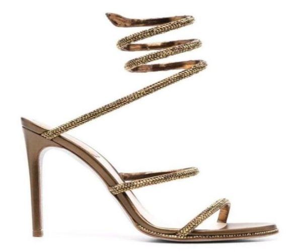 

open toe sandals crystal embellished spiral snake tail sandals twining rhinestone sandal women pink orange stiletto heels shoes5291910, Black