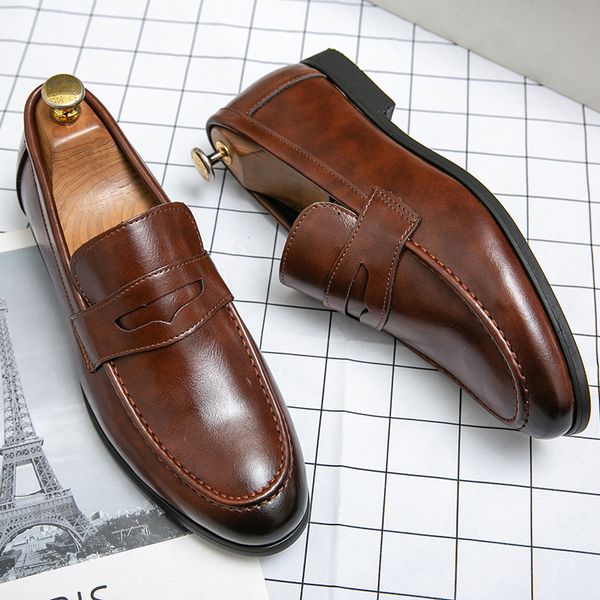 

dress shoes classic men casual penny loafers driving fashion male comfortable leather lazy tassel 230905, Black