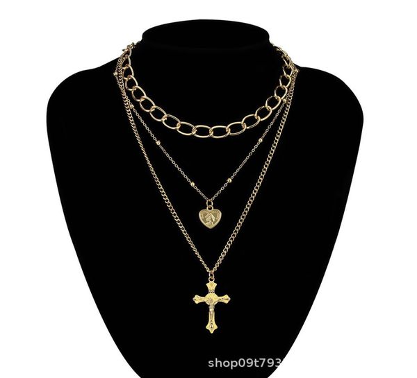 

elegant necklaces fashion golden accessories necklace simple thick chain womens heart pendant tide necklace ins 378082, Silver