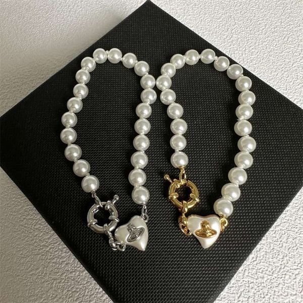 

bracelet designer vivian empress dowager west pearl bracelet small love saturn bracelet button copper plated punk, Black