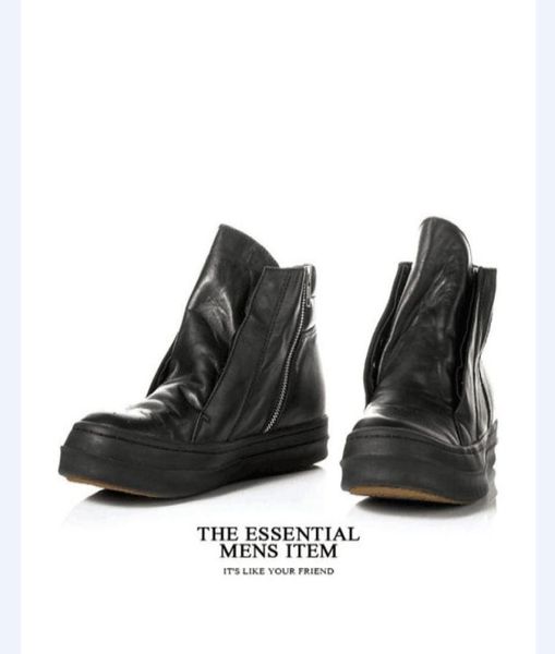 

factory outlet persional genuine leather men leisure comfortable flat ankle boots fashion cow leather zip martin boots9080522, Black