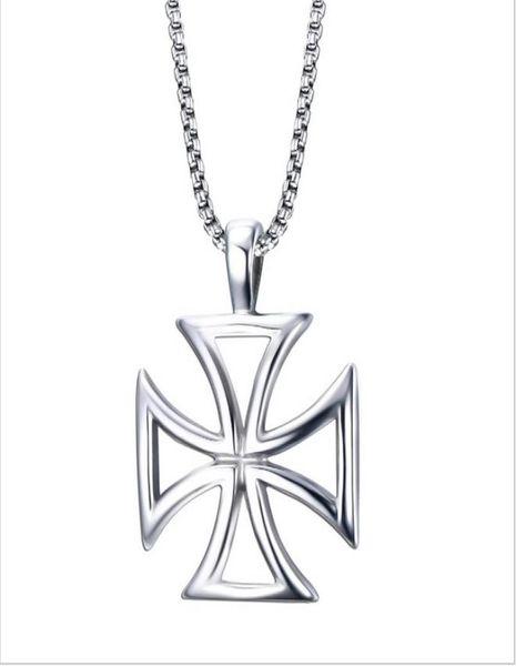 

mens necklace stainless steel vintage hollow maltese iron cross pendant necklace knights templar cross fashion jewelry pn7225567540, Silver