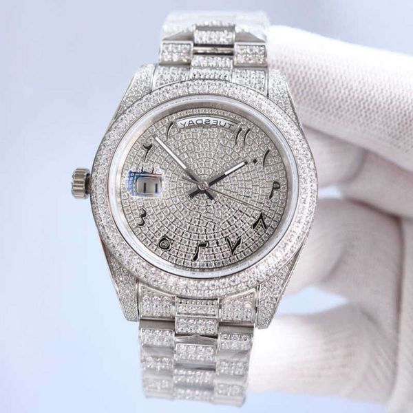 

2br7 qwnw wristwatch diamond mens watch automatic mechanical watch 41mm sier strap stainls steel for men life waterproof wristwatch fashion, Slivery;brown