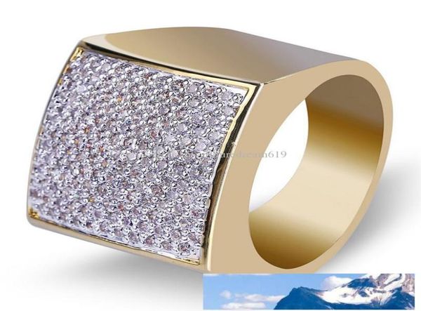 

hiphop cz rings for mens full diamond square hip hop ring gold plated jewelries 1448814, Golden;silver